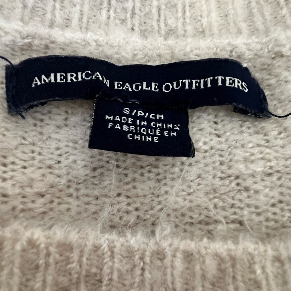 American Eagle Small Cream Boho Bell Sleeve Sweater Cozy Soft - Picture 6 of 8